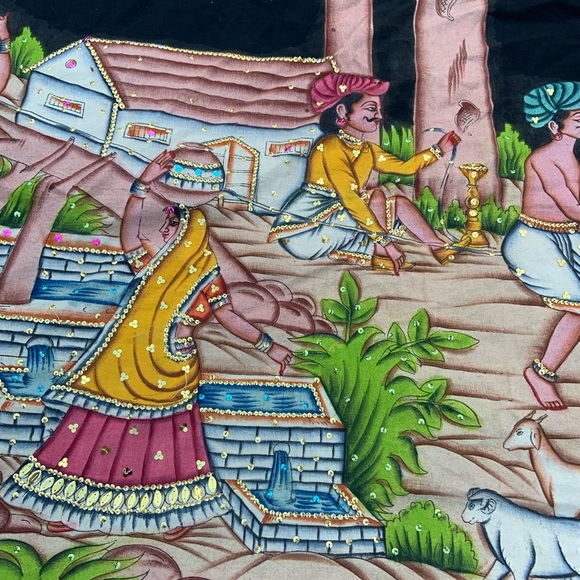 Indian tapestry painted and embellished with sequins - Picture 7 of 10